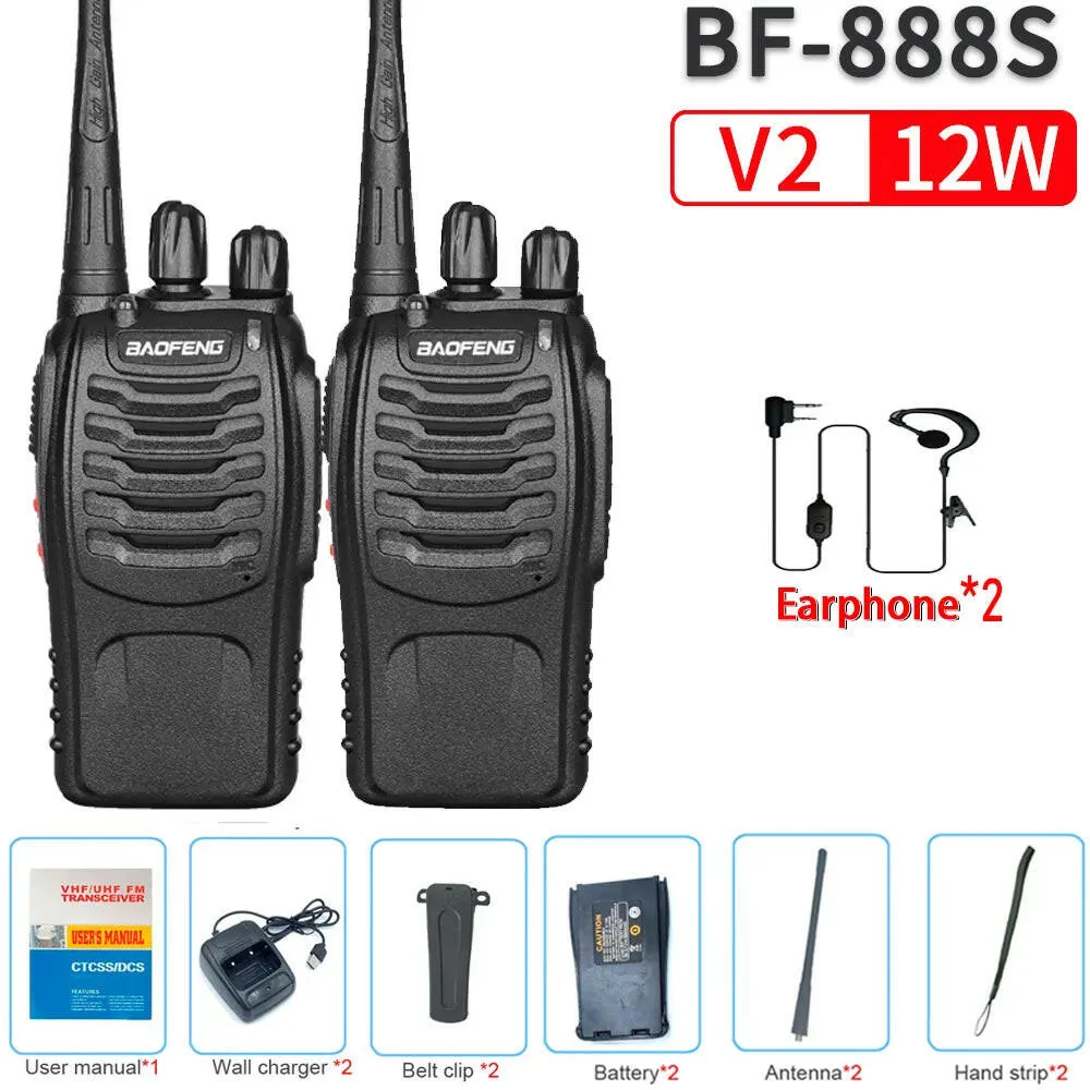 2023 Original 5/12W 2/4PCS Baofeng BF-888S Walkie Talkie UHF 400-470MHz BF 888S Cheap Two Way ham Radios Transceiver USB Plug