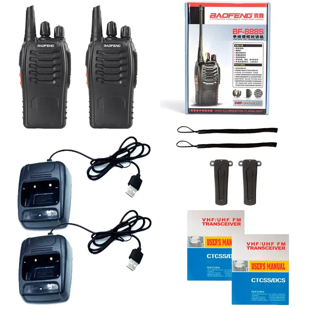 2023 Original 5/12W 2/4PCS Baofeng BF-888S Walkie Talkie UHF 400-470MHz BF 888S Cheap Two Way ham Radios Transceiver USB Plug