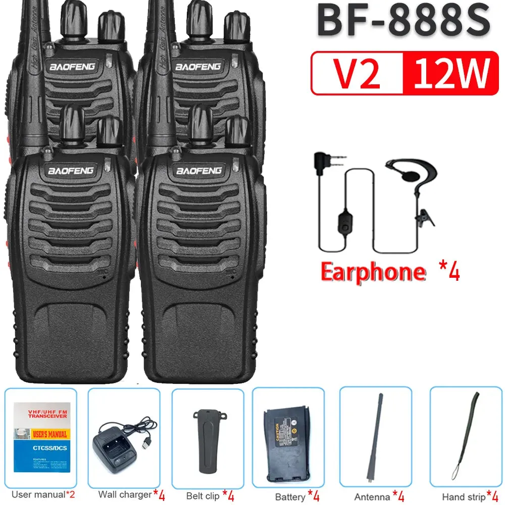 2023 Original 5/12W 2/4PCS Baofeng BF-888S Walkie Talkie UHF 400-470MHz BF 888S Cheap Two Way ham Radios Transceiver USB Plug