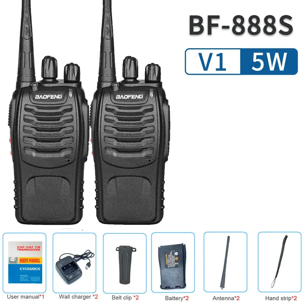 2023 Original 5/12W 2/4PCS Baofeng BF-888S Walkie Talkie UHF 400-470MHz BF 888S Cheap Two Way ham Radios Transceiver USB Plug