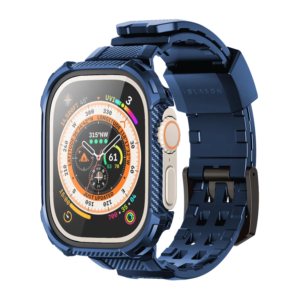 Apple Watch Ultra 49mm Armorbox Case with Tempered Glass Screen Protectors  - Dark Blue