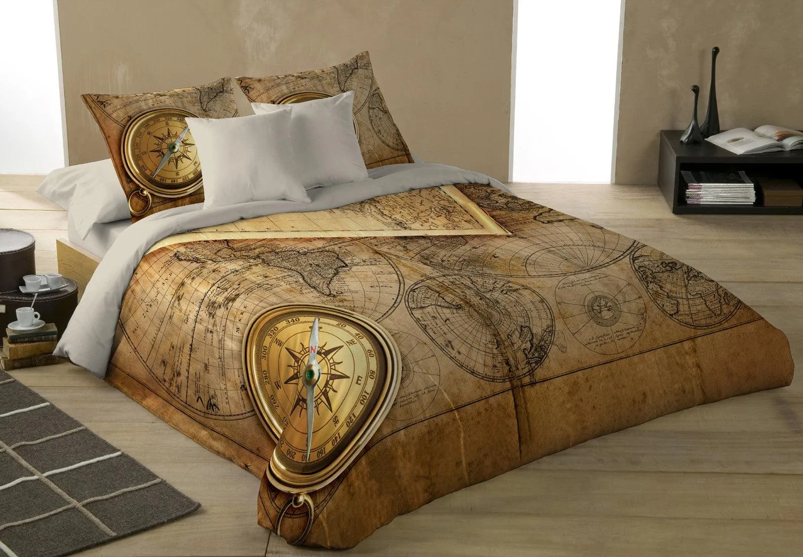 Autumn Bedroom Decor - OLD WORLD NAVIGATION - Duvet Cover UK King/US Queen