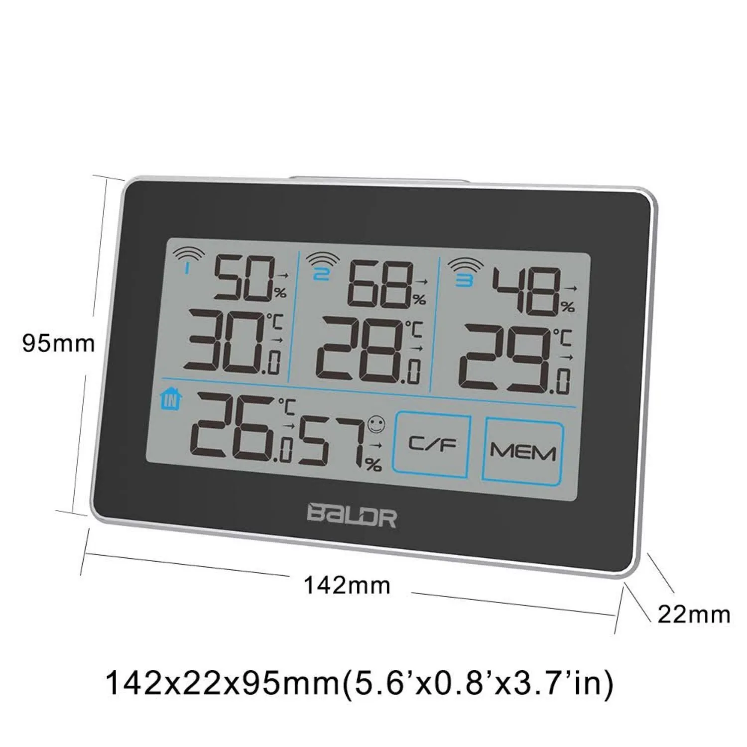 BALDR Indoor/Outdoor Wireless Weather Station With 3 Sensors