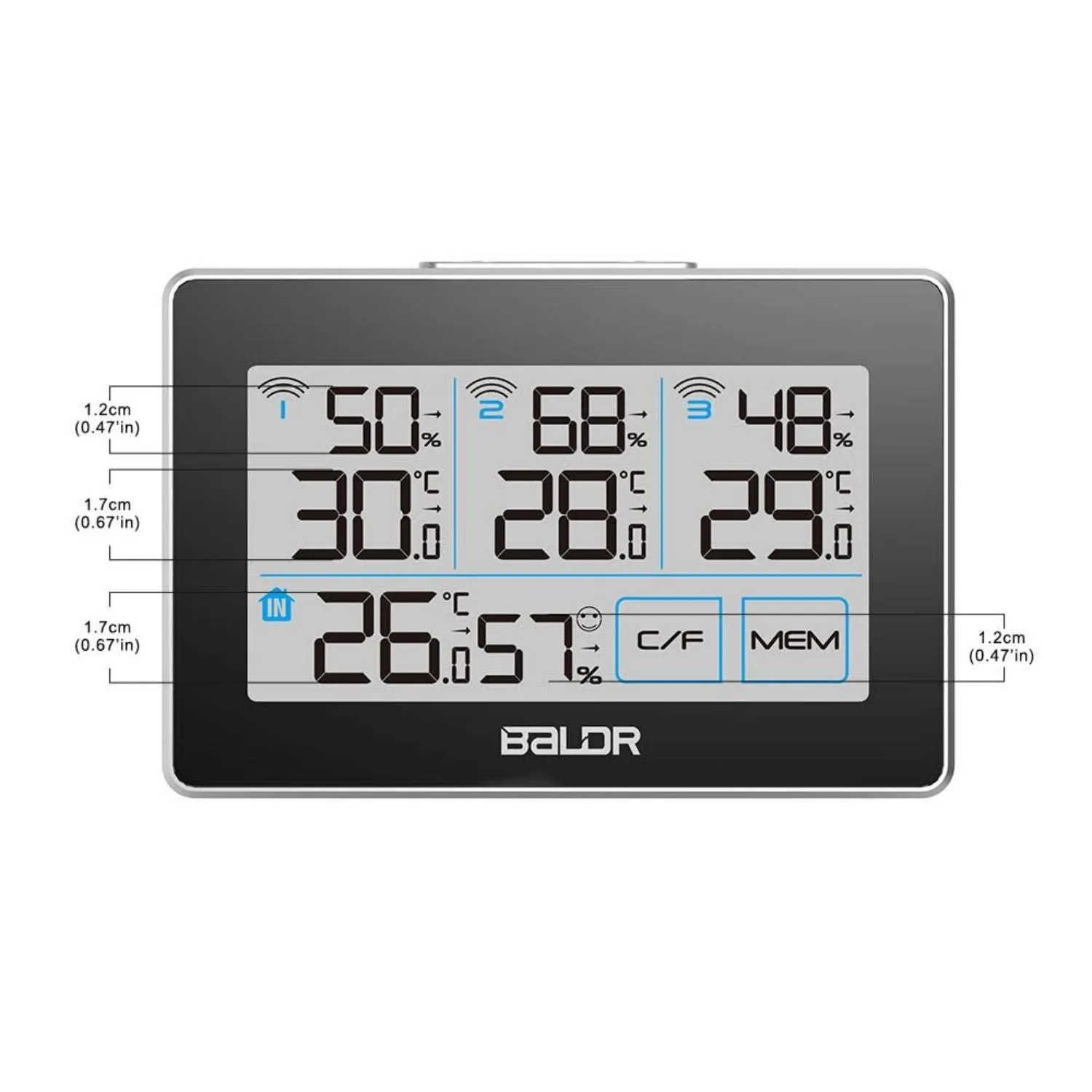 BALDR Indoor/Outdoor Wireless Weather Station With 3 Sensors