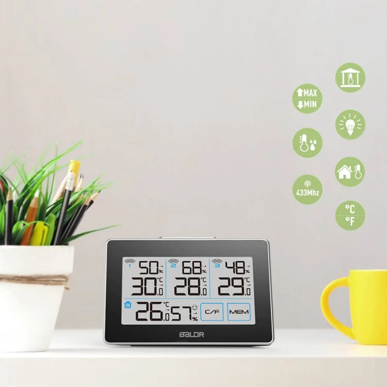 BALDR Indoor/Outdoor Wireless Weather Station With 3 Sensors