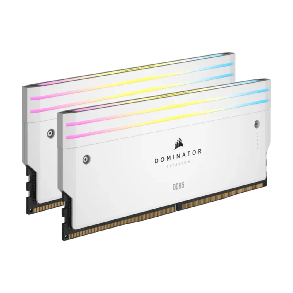 CORSAIR Dominator Titanium RGB RAM, 64 GB DDR5 (2x32 GB), CL32, 6600 MHz, CMP64GX5M2X6600C32W, white