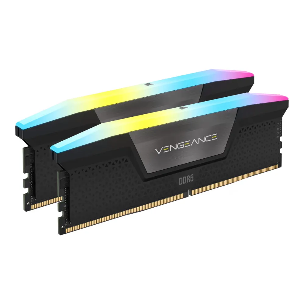 Corsair Vengeance RGB RAM, 48 GB DDR5 (2x24 GB), 6400 MHz, CL36, CMH48GX5M2B6400C36, black