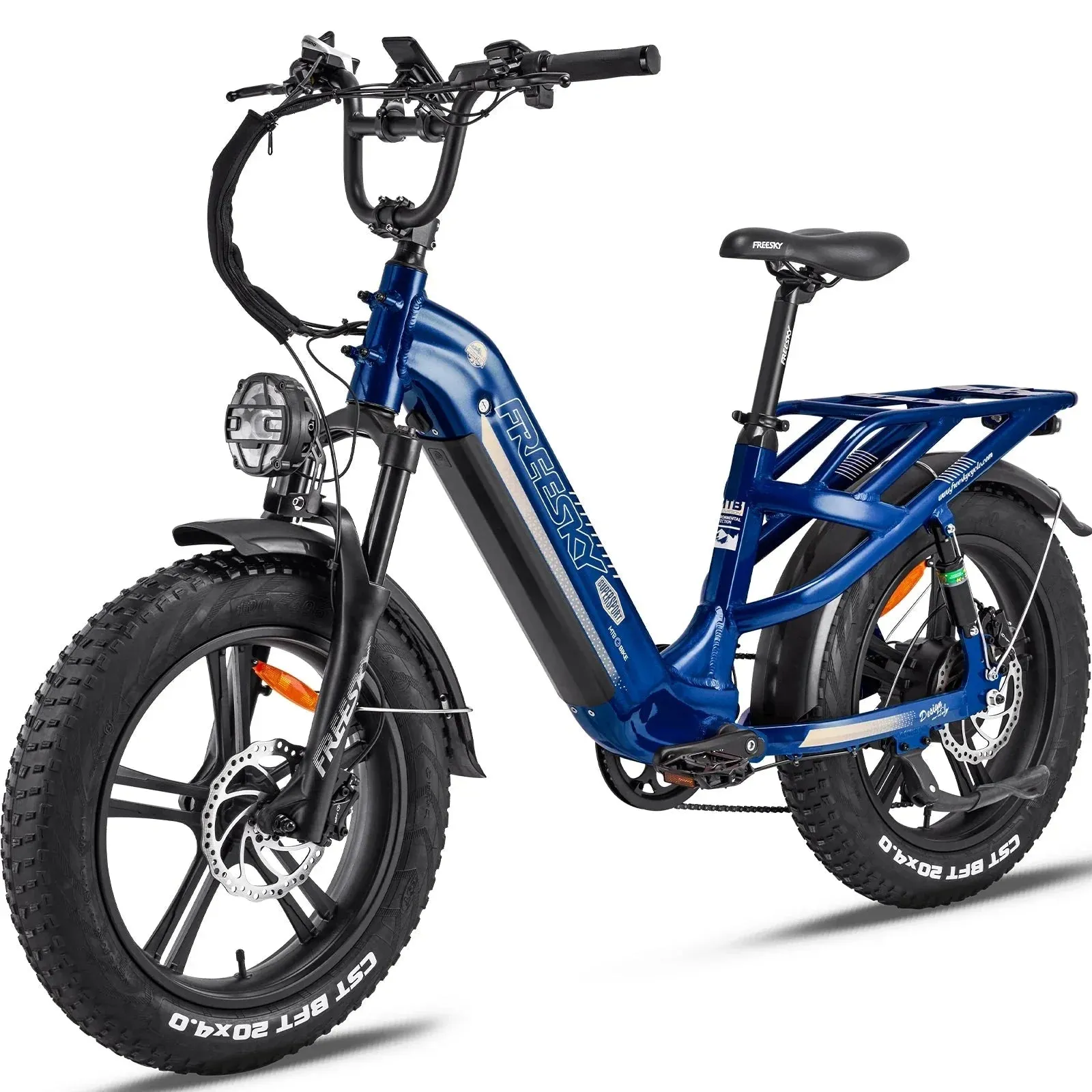 EZE Ryders FREESKY Rocky 750 w Ready to Ride Step Thru Ebike 20x4 Electric Cargo eBike