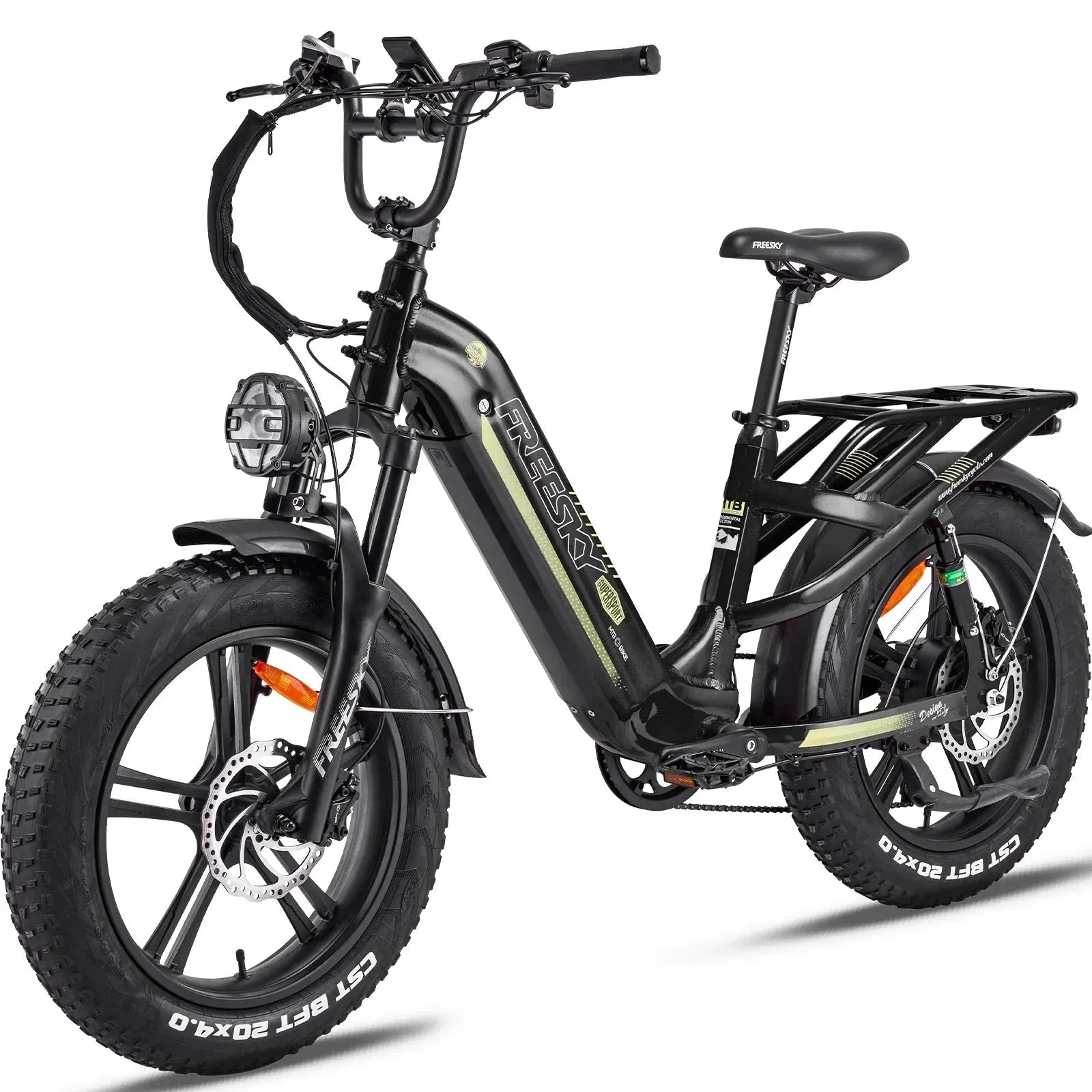 EZE Ryders FREESKY Rocky 750 w Ready to Ride Step Thru Ebike 20x4 Electric Cargo eBike