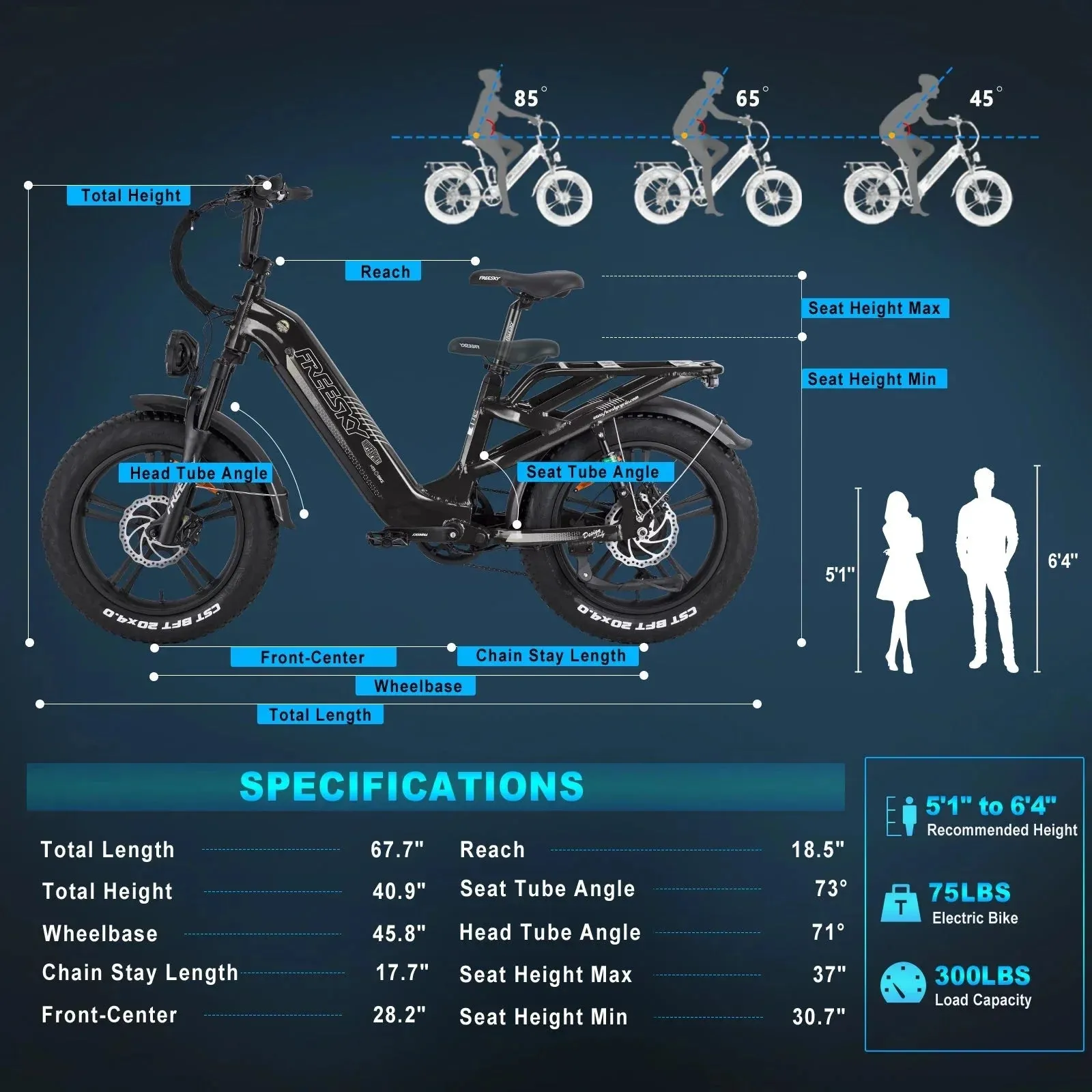 EZE Ryders FREESKY Rocky 750 w Ready to Ride Step Thru Ebike 20x4 Electric Cargo eBike