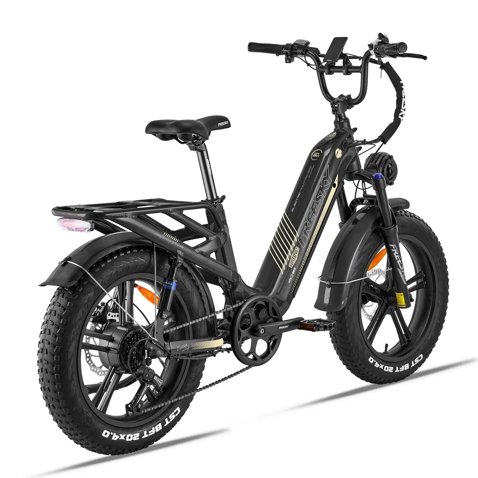 EZE Ryders FREESKY Rocky 750 w Ready to Ride Step Thru Ebike 20x4 Electric Cargo eBike