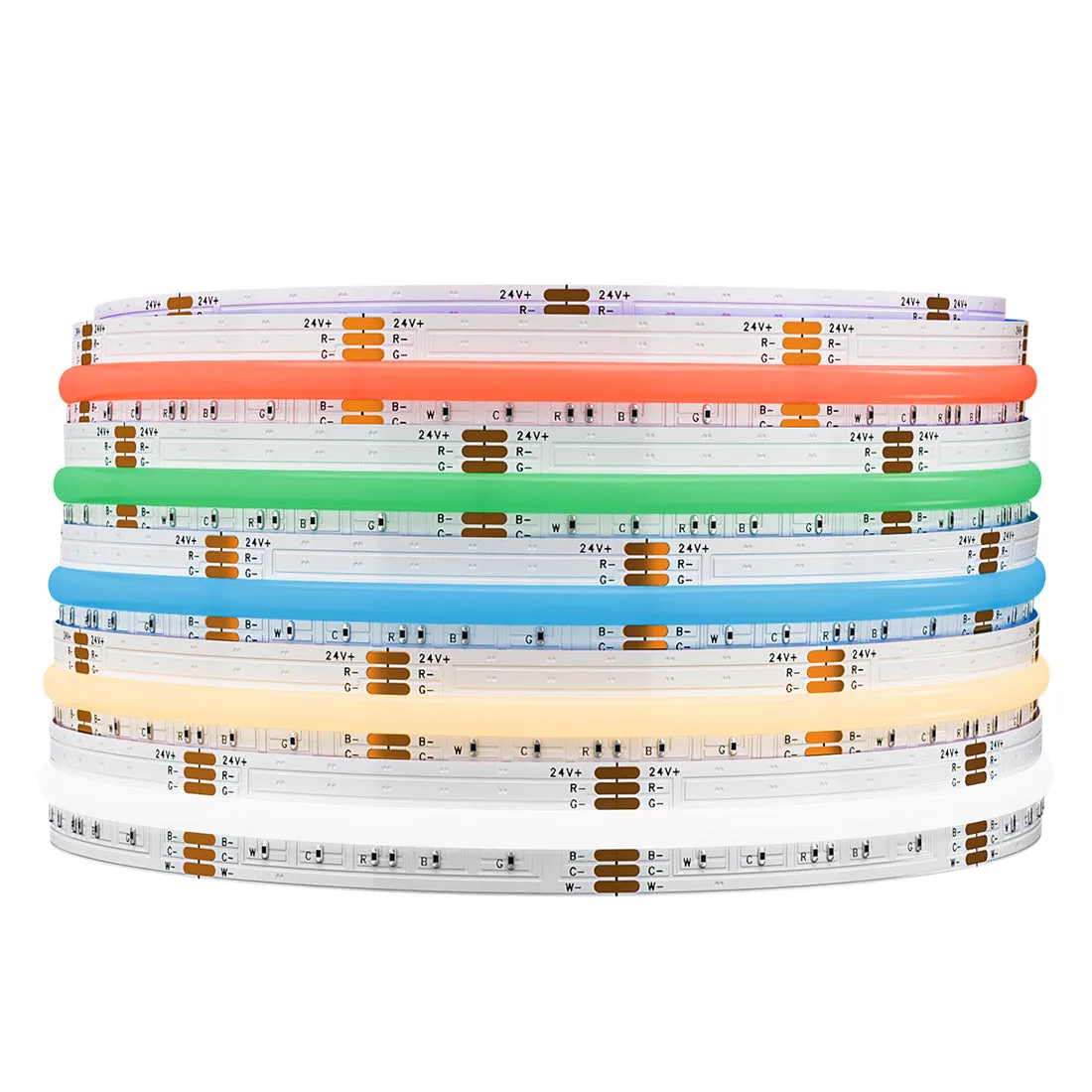 FCOB COB RGBCCT 840LEDs/M LED Light Strip Flexible High Density Tunable 3000K-6000K DC24V 12mm Width 16W