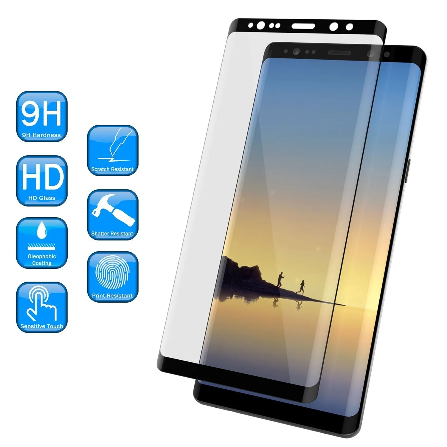 Galaxy Note 8  Black Punkcase Glass SHIELD Tempered Glass Screen Protector 0.33mm Thick 9H Glass