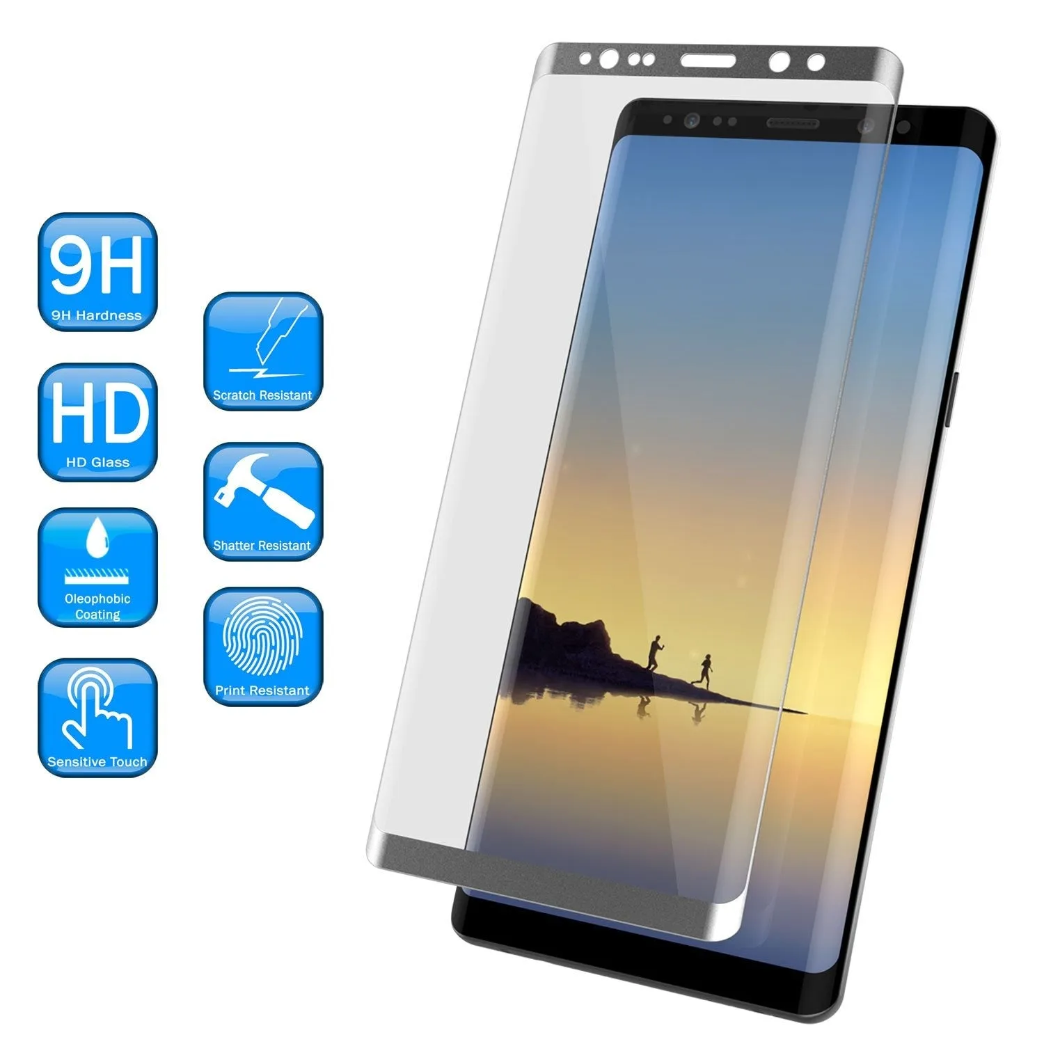 Galaxy Note 8  Black Punkcase Glass SHIELD Tempered Glass Screen Protector 0.33mm Thick 9H Glass