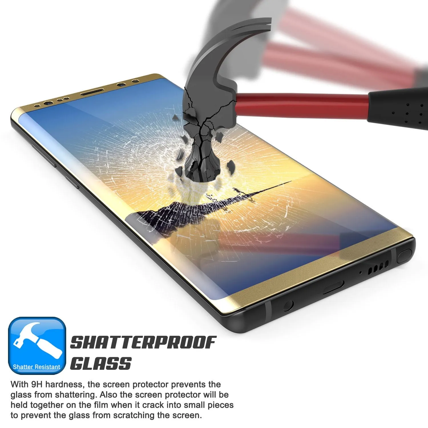 Galaxy Note 9 Gold Punkcase Glass SHIELD Tempered Glass Screen Protector 0.33mm Thick 9H Glass