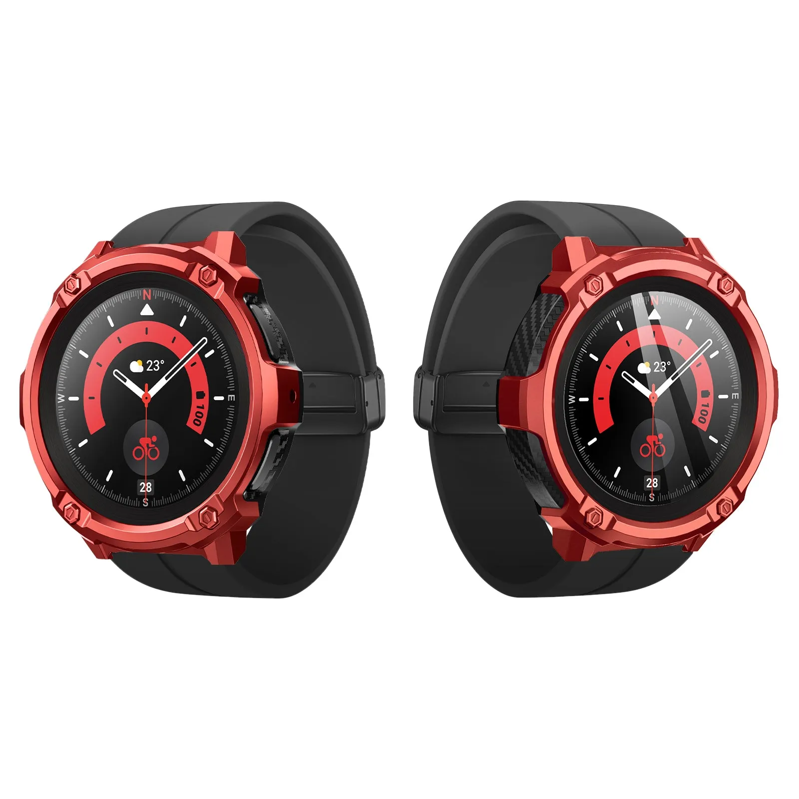 Galaxy Watch5 Pro 45mm Unicorn Beetle Rugged Case with Glass Screen Protectors-Metallic Red