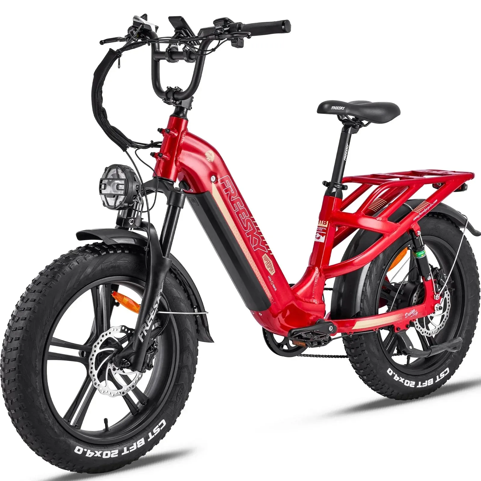 OB eBikes FREESKY Rocky 750 w Ready to Ride Step Thru Ebike 20x4 Electric Cargo eBike