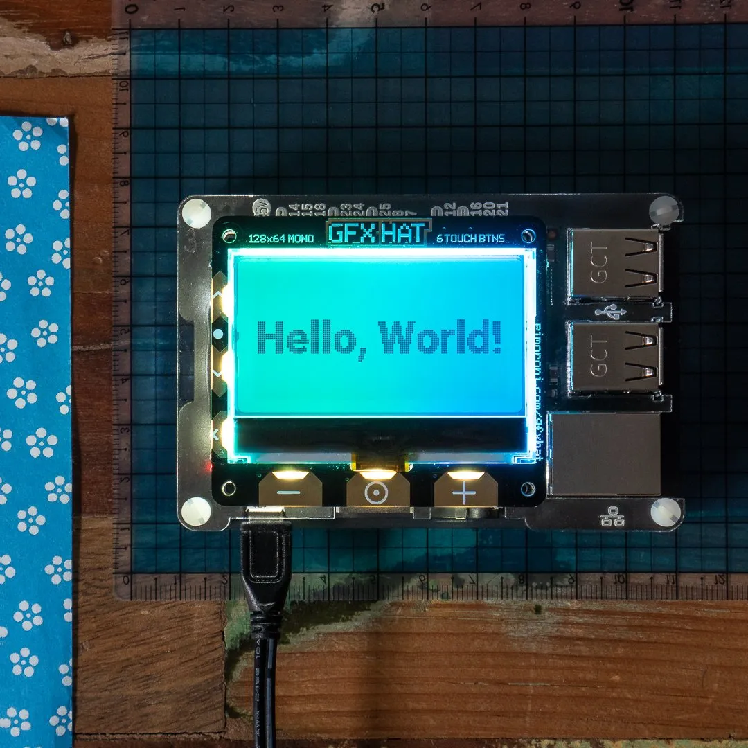 Pimoroni GFX HAT - 128x64 LCD Display with RGB Backlight and Touch Buttons