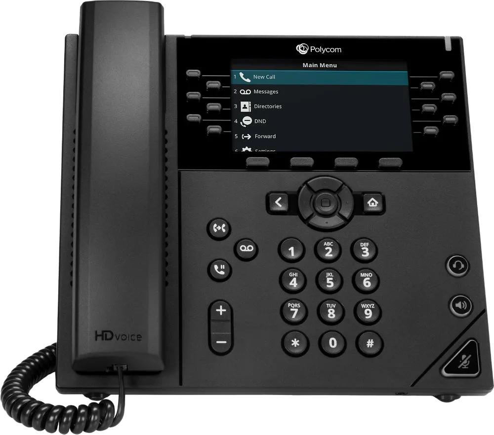 Poly VVX 450 12-line Desktop Business IP Phone (openSIP, dual 10/100/1000 Ethernet ports)