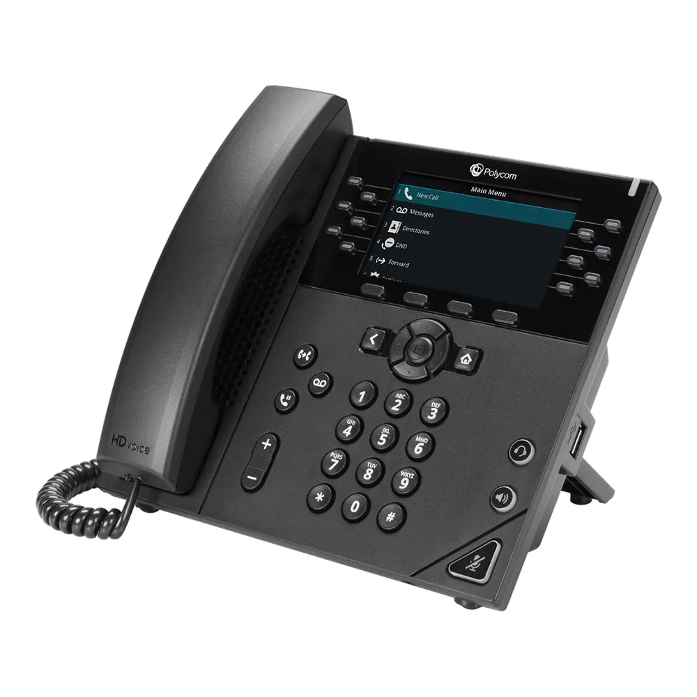 Poly VVX 450 12-line Desktop Business IP Phone (openSIP, dual 10/100/1000 Ethernet ports)