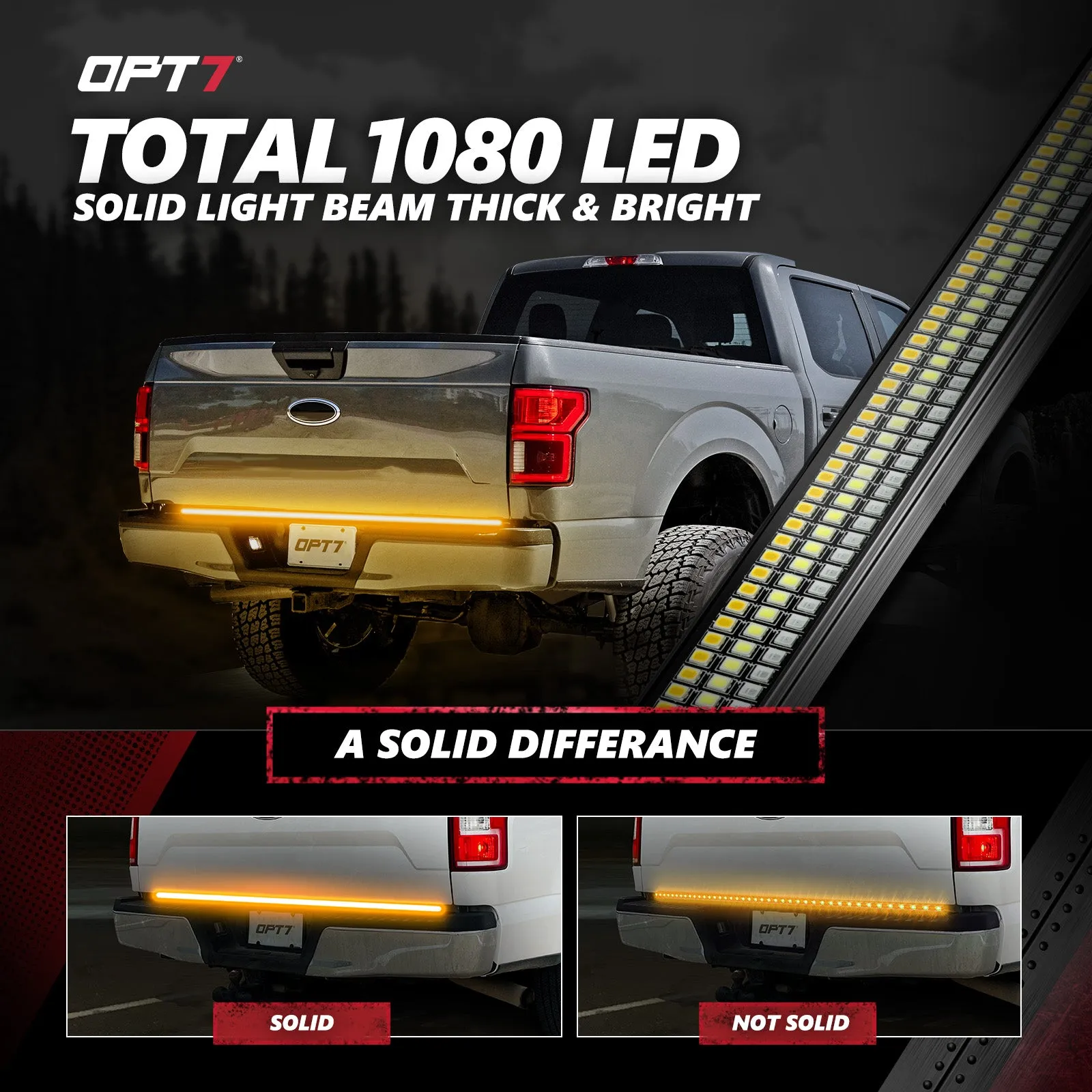 Redline Triple  Row LED Tailgate Light Bar with Reverse Light, Brake Light & Sequential Turn Signals