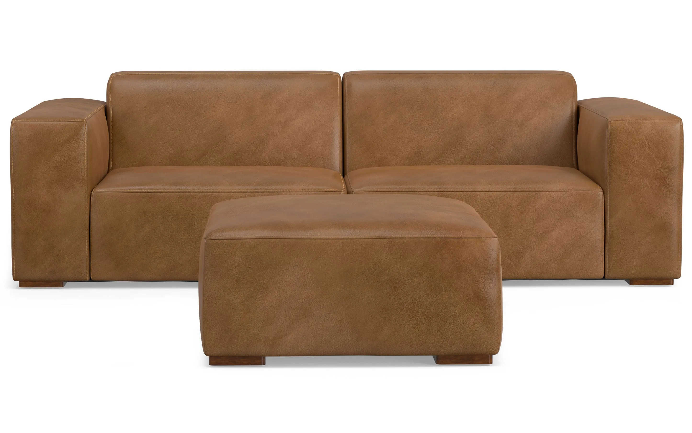 Rex 2 Seater Sofa and Ottoman in Genuine Leather