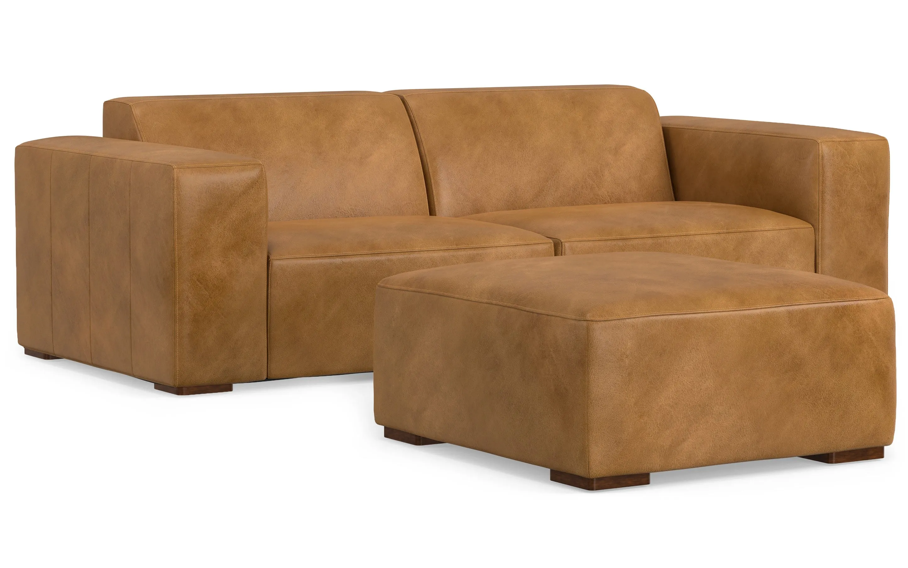 Rex 2 Seater Sofa and Ottoman in Genuine Leather